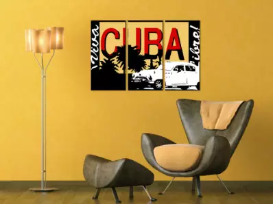 Ročno izdelana slika POP Art Cuba 3-delna (POP ART slike)