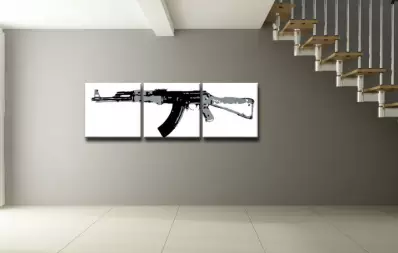 Ročno izdelana slika POP Art Kalashnikov 3-delna (pop art)