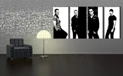 Ročno izdelana slika POP Art U2 in Black 4-delna (POP ART)
